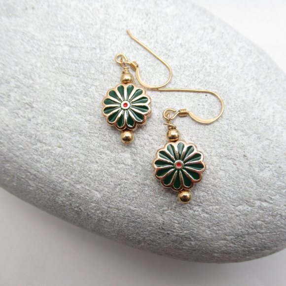 Enamel Daisy earrings - Picture 5 of 6